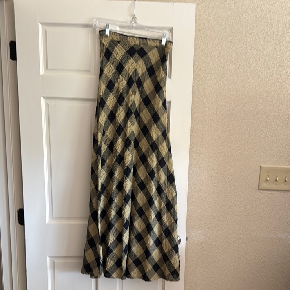 Black and Cream Pleated A-line Maxi Skirt